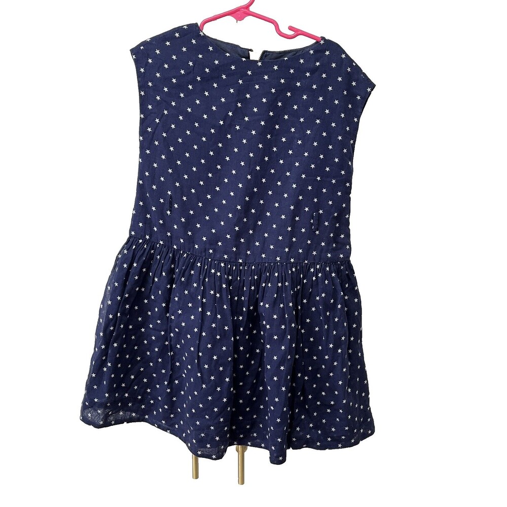 Crewcuts Dress Girls Sz 6 Navy Stars 4th of July Cotton Patriotic Flare Lined